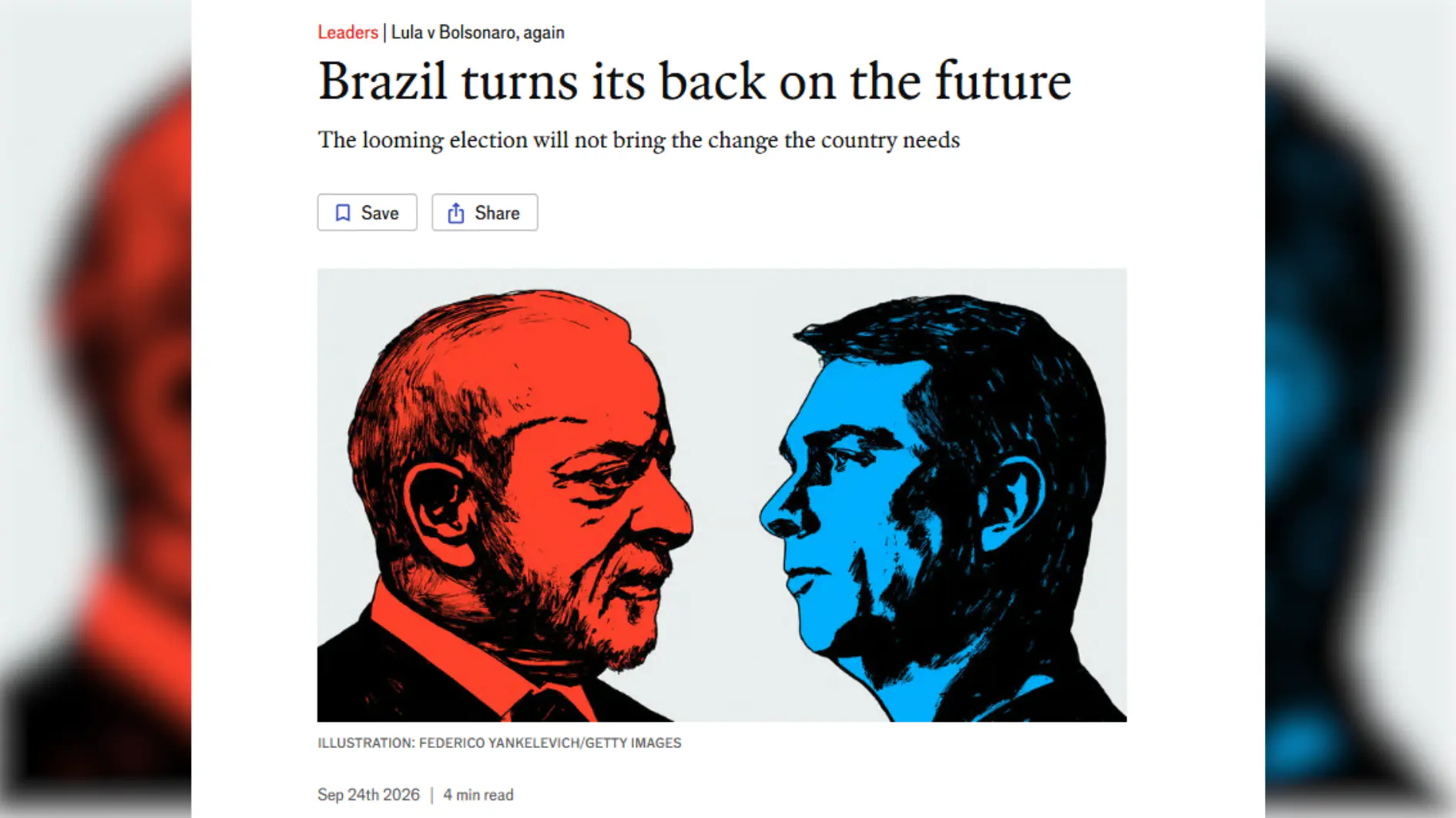 Economist diz que, entre Lula e Flávio, Brasil ignora o amanhã