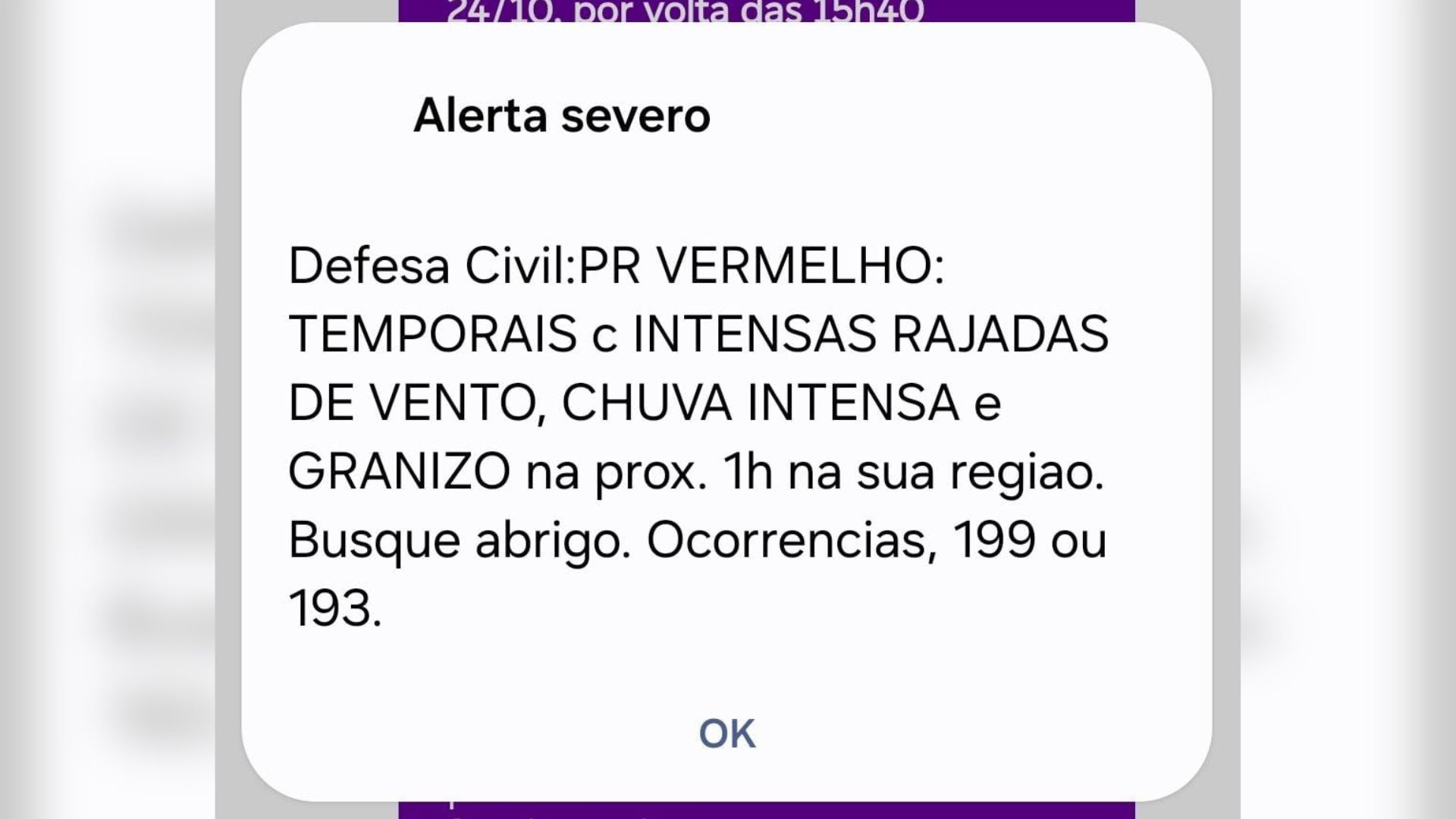 Defesa Civil do Paraná emite alerta vermelho para temporais severos e danos